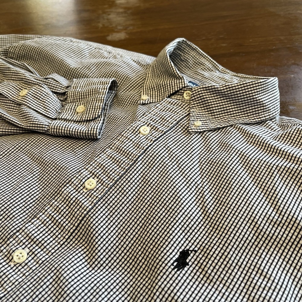 Ralph Lauren Mens 2XL Black Check Blaire Long Sleeve Button Down Cotton OCBD